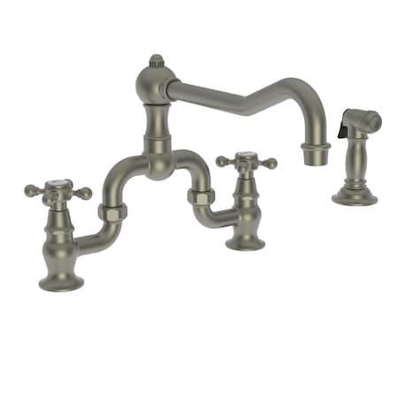 Newport Brass Kitchen Bridge Faucet With Side Spray in Gun Metal 9452-1/14
